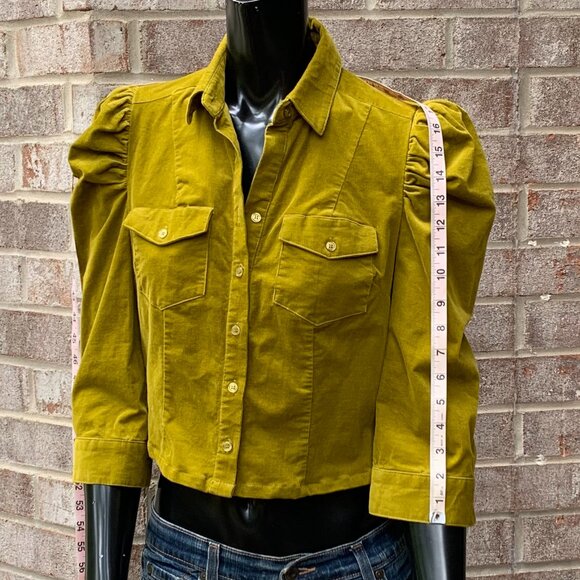 7th Ave Design Studio Small Corduroy Cropped Puff Shoulder Jacket Sz S - Picture 8 of 13